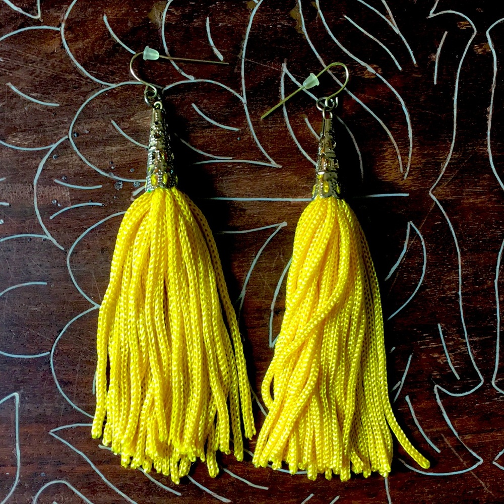 Yellow Tassel Earrings